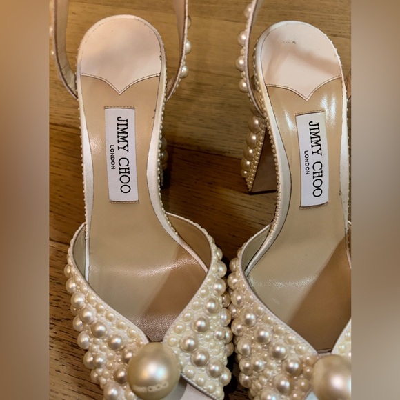 JIMMY CHOO Sacaria 120mm Pearly-Stud Platform Sandals 40 - Picture 7 of 8
